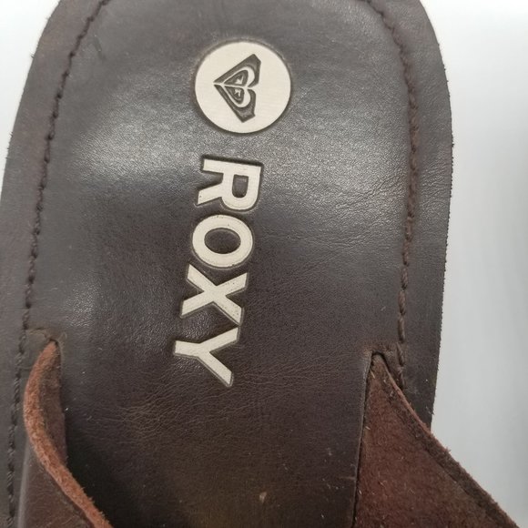 Roxy Brown Wedge Heel Flip Flops - Picture 7 of 7